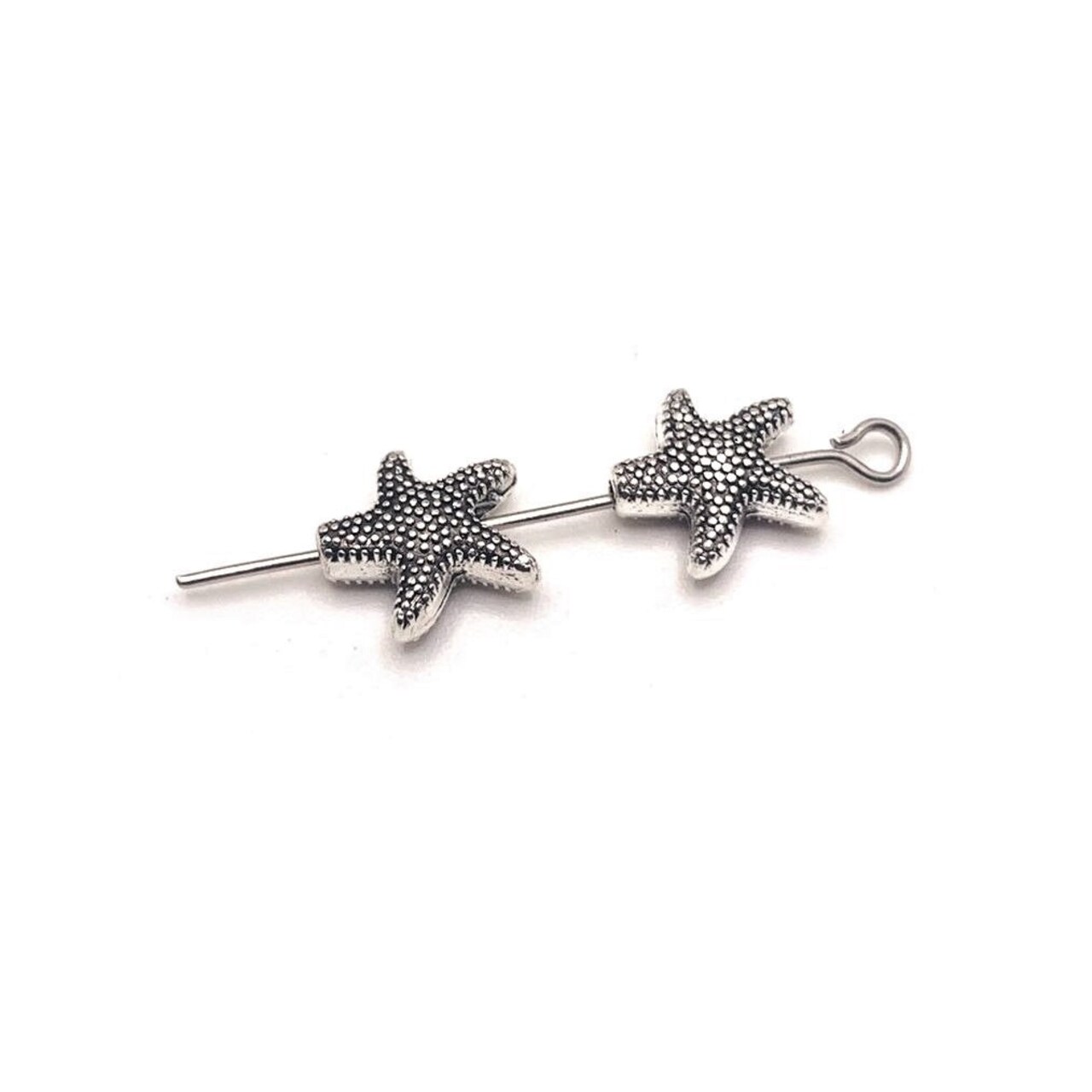 4, 20 or 50 Pieces: Antique Silver Starfish Spacer Beads, 10x10mm - Double Sided